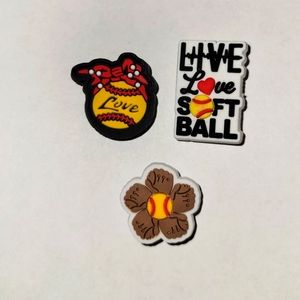 3 Assorted Softball Jibbitz Charms